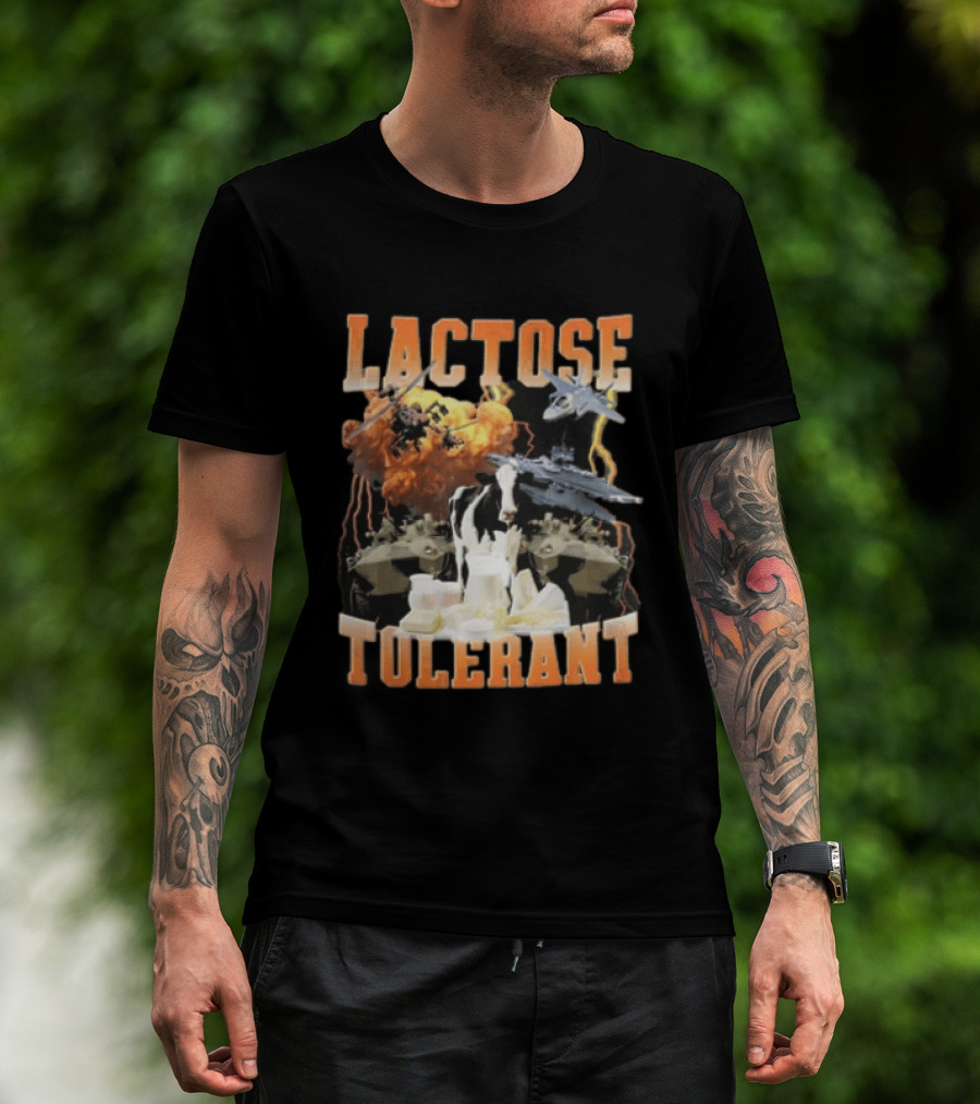 Lactose Tolerant Cow With Military Vehicles And Explosions T-Shirt