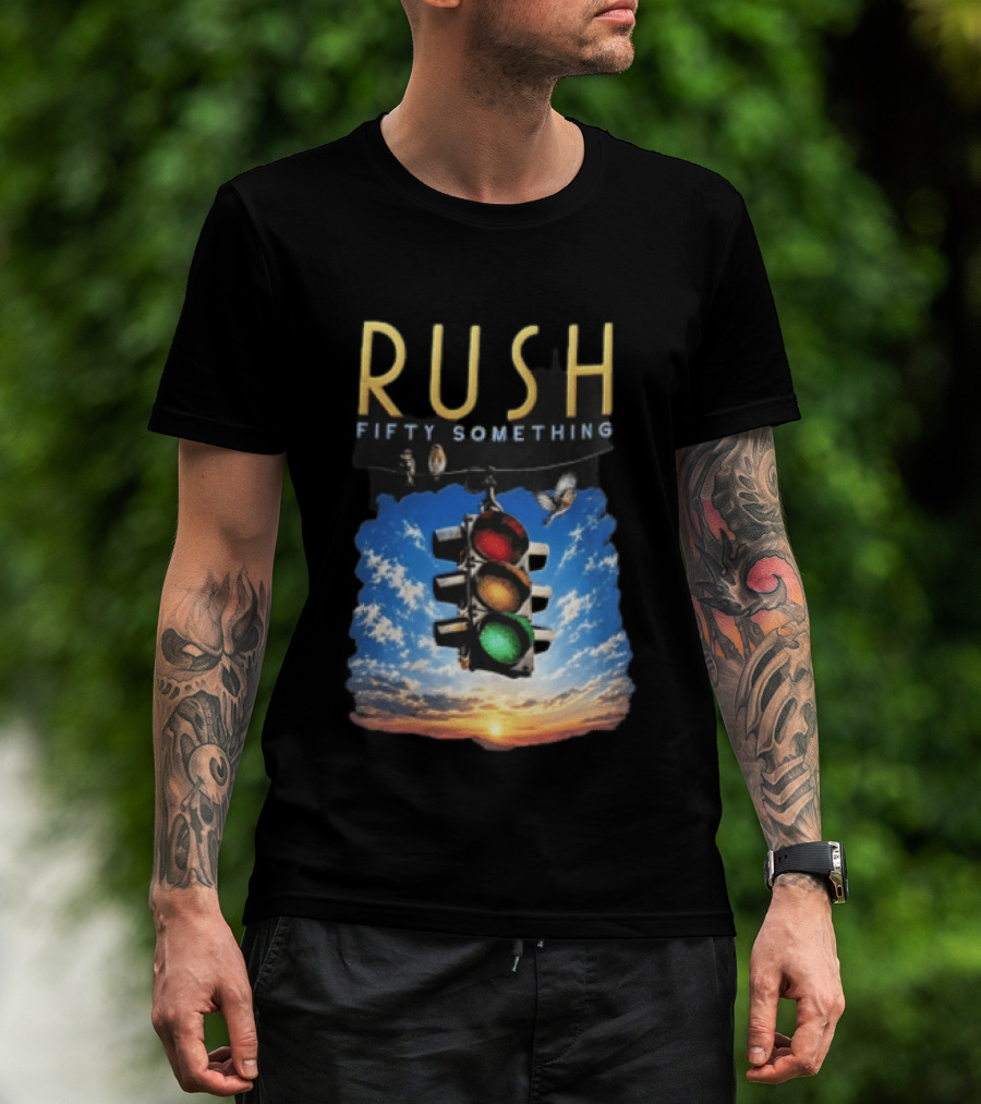 Rush Fifty Something Traffic Light Birds Blue Sky Sunset T-Shirt