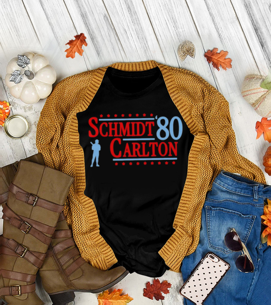 Schmidt Carlton '80 Philadelphia Phillies Baseball Legends T-Shirt