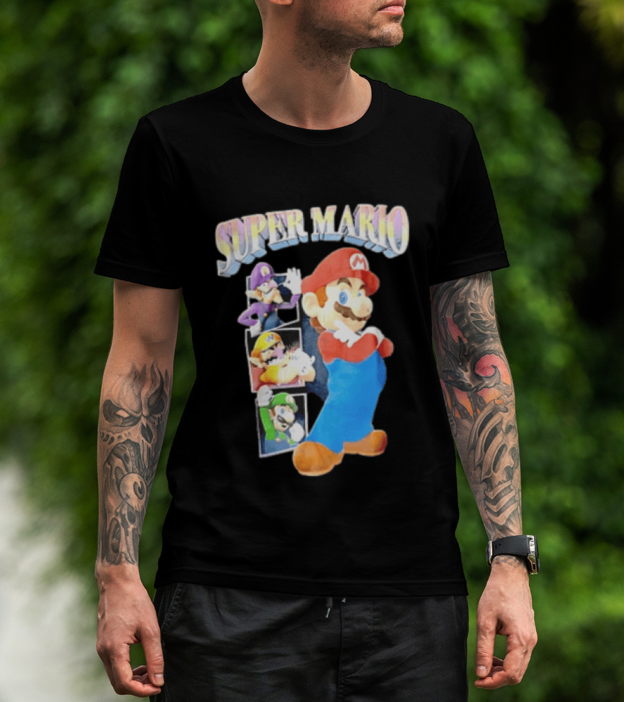 Super Mario With Luigi Wario And Waluigi Characters T-Shirt