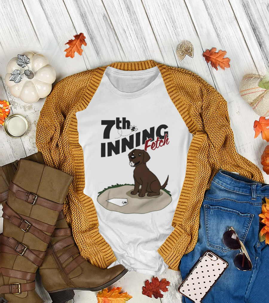7th Inning Fetch Chocolate Lab Baseball Puppy T-Shirt