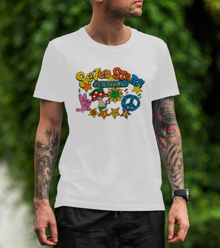 Seven Stars Festival 2026 Peace Mushroom Sun Music T-Shirt