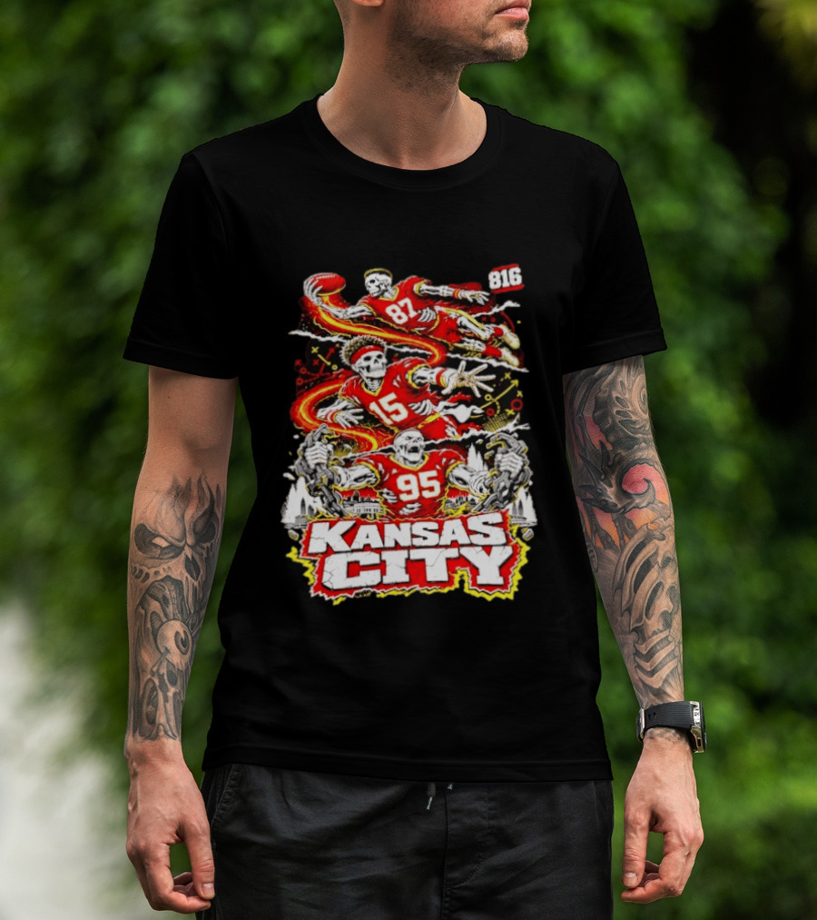 Kansas City Chiefs Skeleton Players Halloween 87 95 15 816 T-Shirt