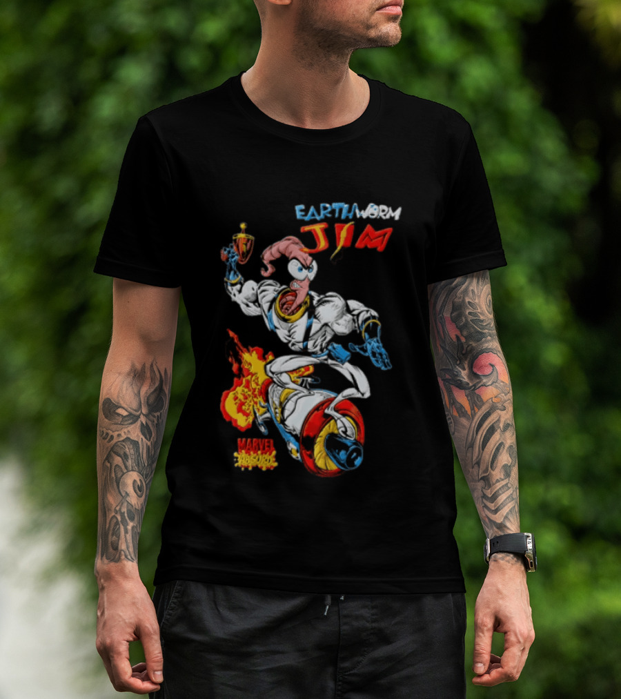 Earthworm Jim Marvel Absurd Dynamic Action Scene T-Shirt