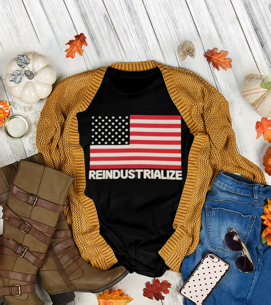 Reindustrialize United States Flag Stars And Stripes T-Shirt