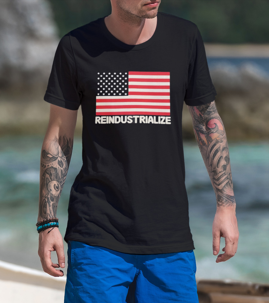 Reindustrialize United States Flag Stars And Stripes T-Shirt