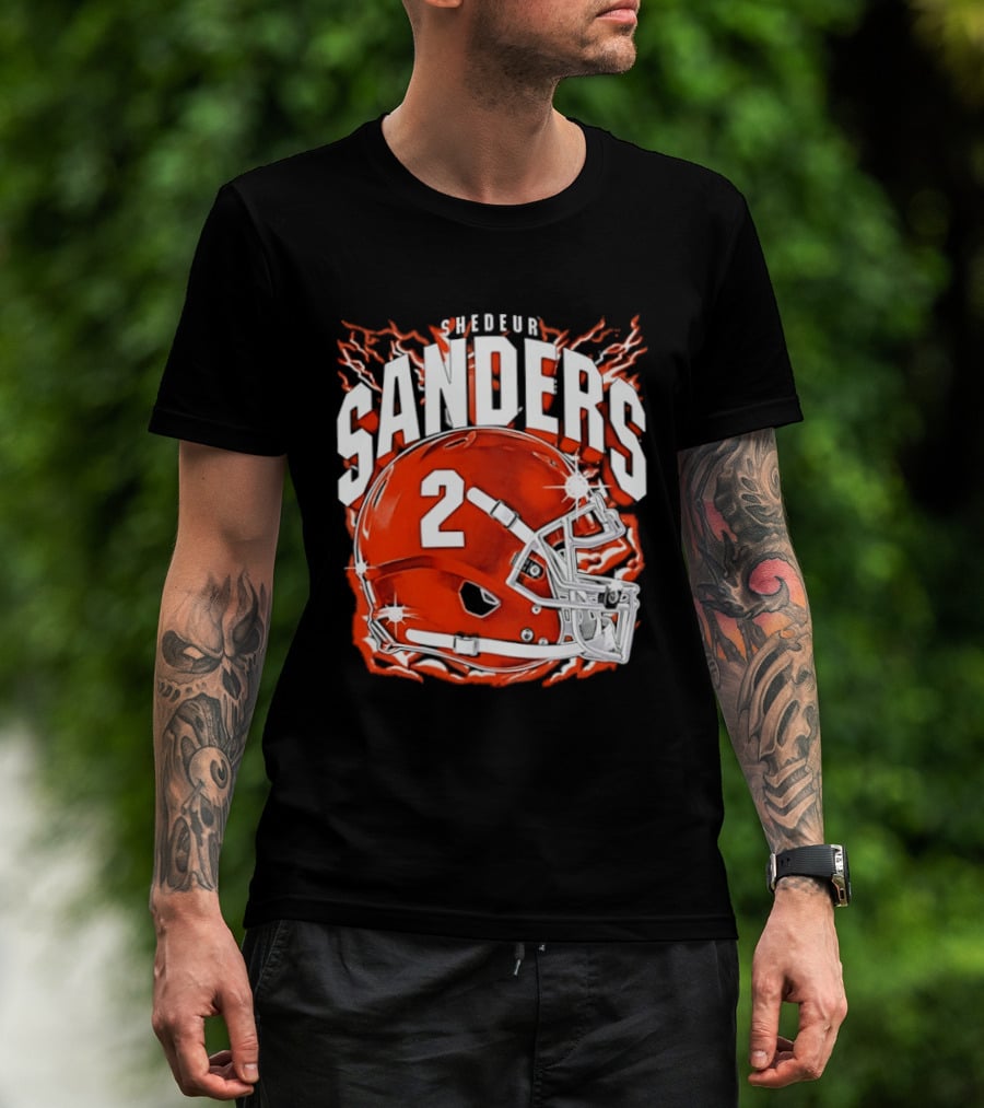 Shedeur Sanders Number 2 Cleveland Browns Helmet T-Shirt