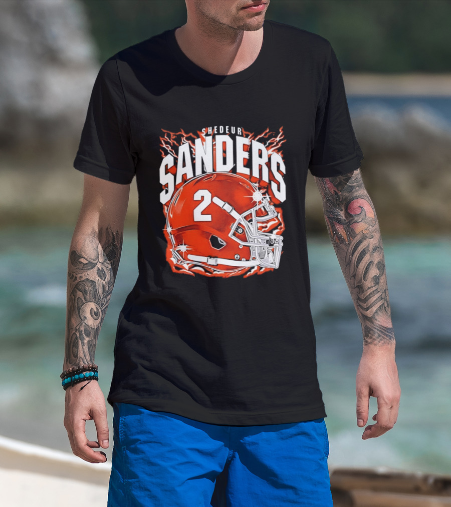 Shedeur Sanders Number 2 Cleveland Browns Helmet T-Shirt
