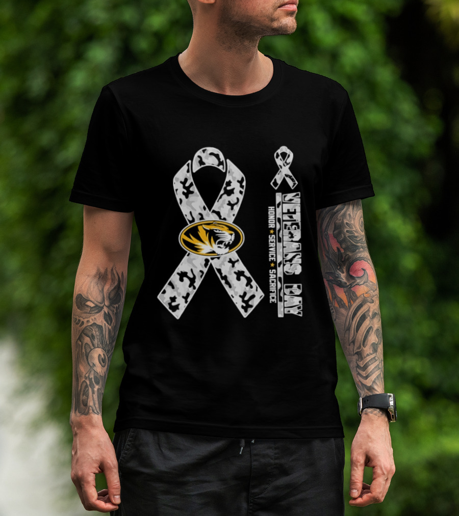 Missouri Tigers Veterans Day 2026 Honor Service Sacrifice Ribbon Camo T-Shirt