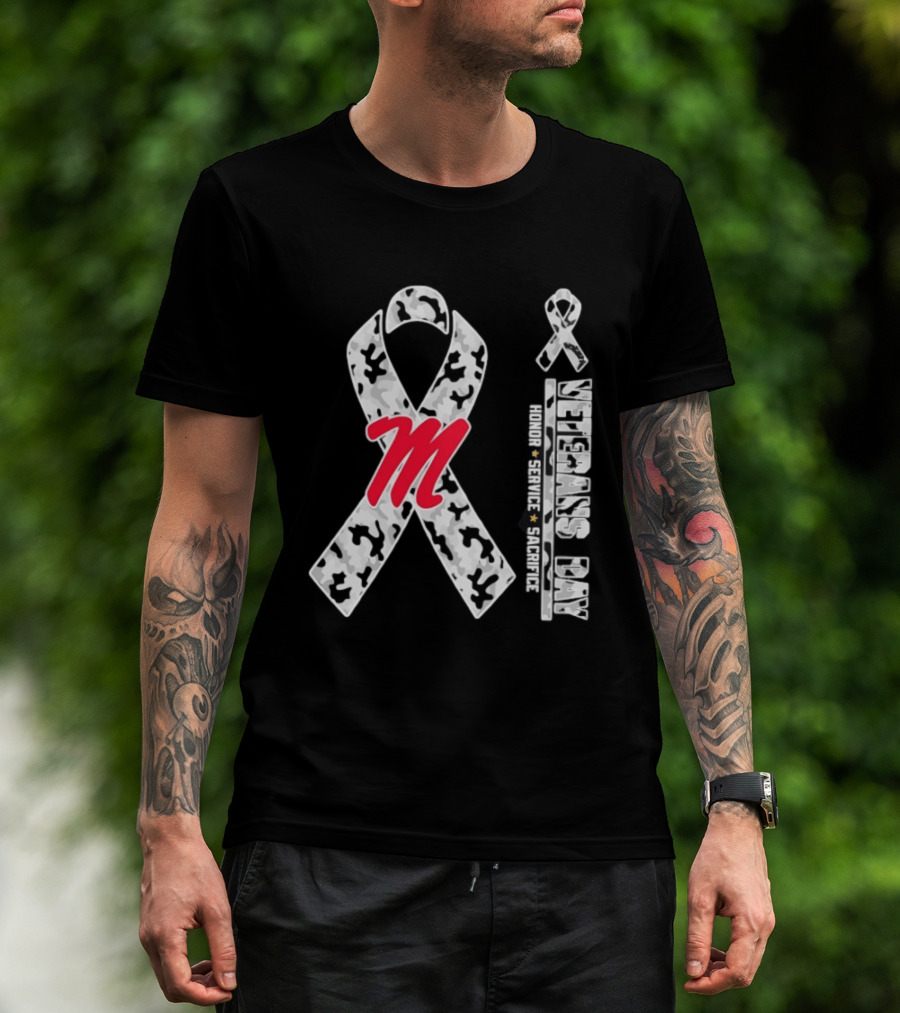 Ole Miss Rebels Veterans Day 2026 Camo Ribbon Honor Service Sacrifice T-Shirt