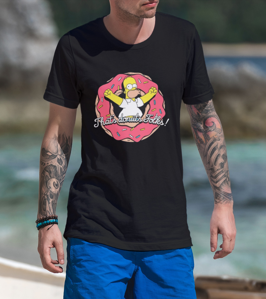 The Simpsons Looney Tunes Homer Simpson That's Donuts Folks Collaboration T-Shirt