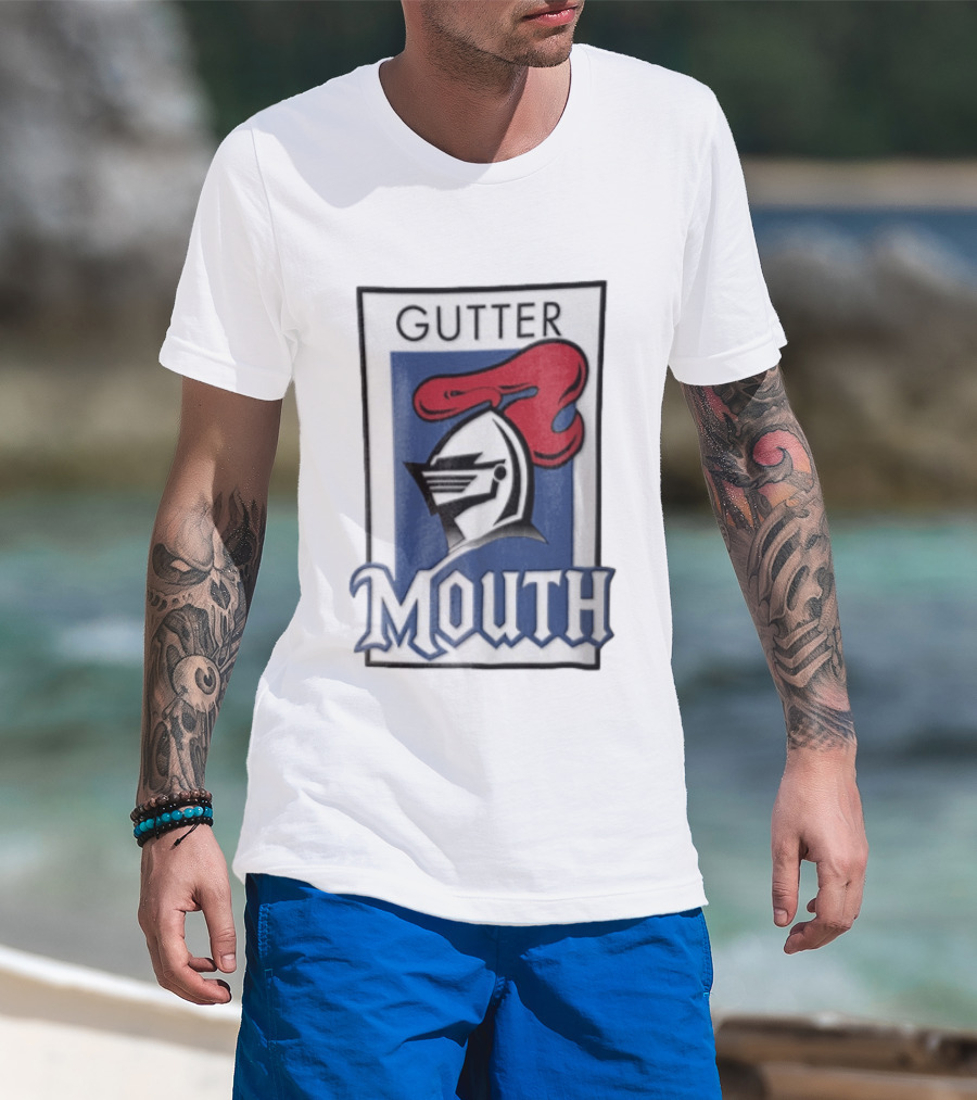 Gutter Mouth Knight Helmet Red Plume T-Shirt