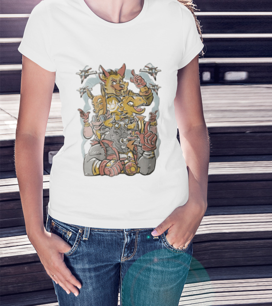 Star Fox Team Characters Thumbs Up Fighter Jets Gaming Adventure T-Shirt