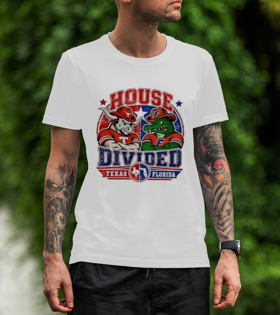 House Divided Texas Florida Longhorns Gators Rivalry Football T-Shirt