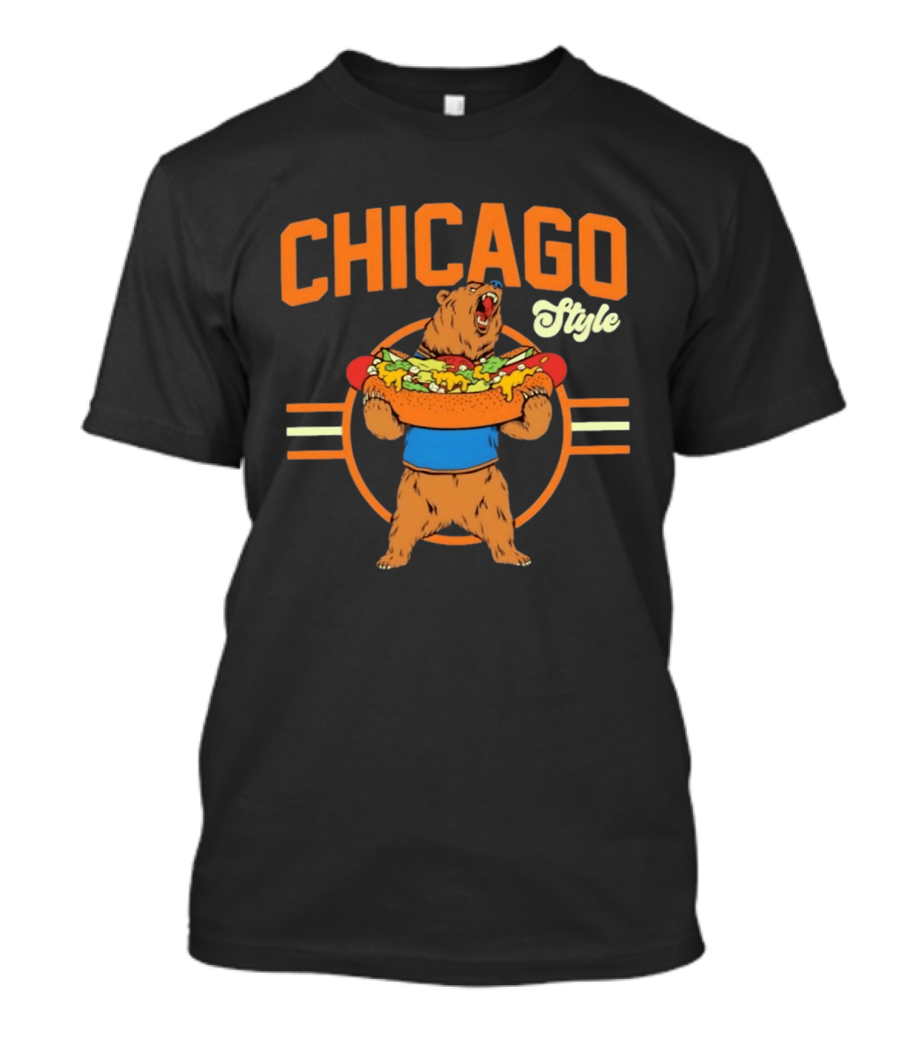 Chicago Style Bear With Giant Hot Dog T-Shirt