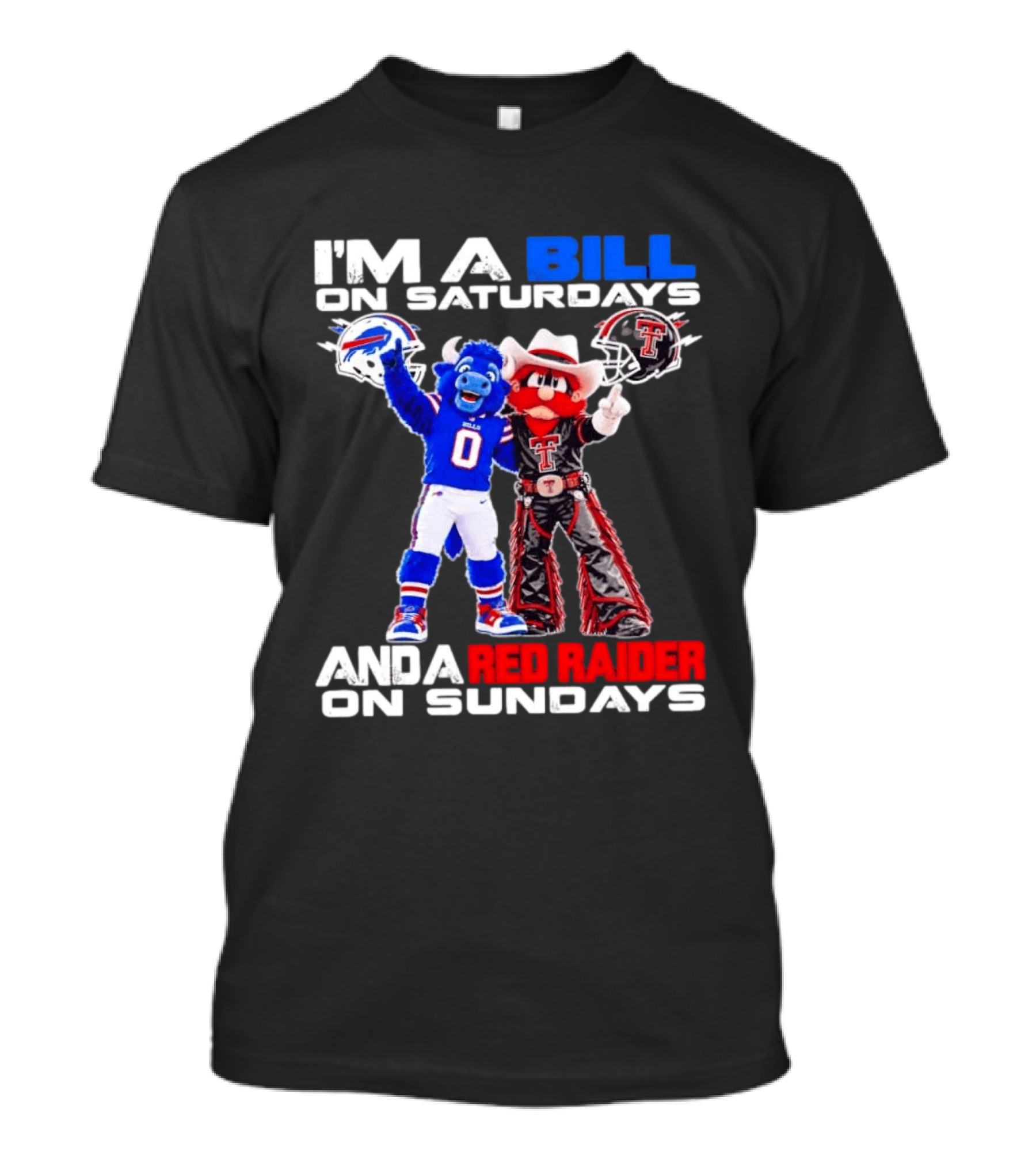 Buffalo Bills And Texas Tech Red Raiders Football Weekend Mascots Fan T-Shirt