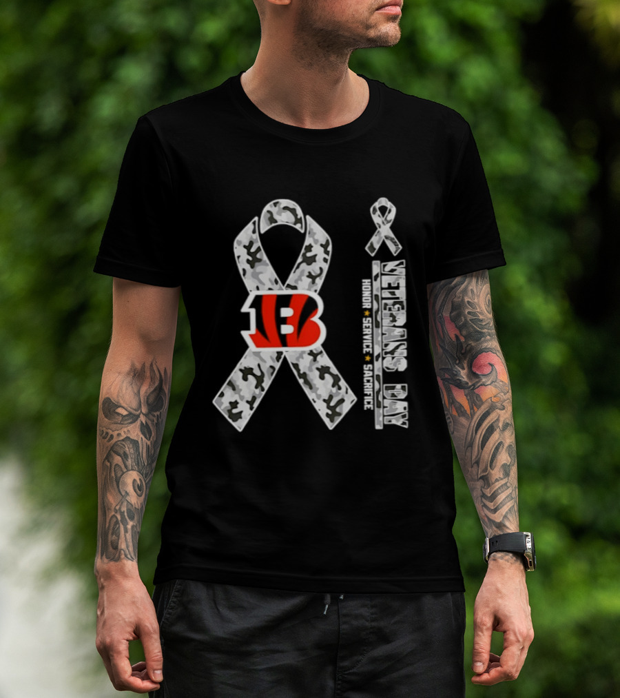 Cincinnati Bengals Veterans Day 2026 Honor Service Sacrifice Camouflage Ribbon T-Shirt