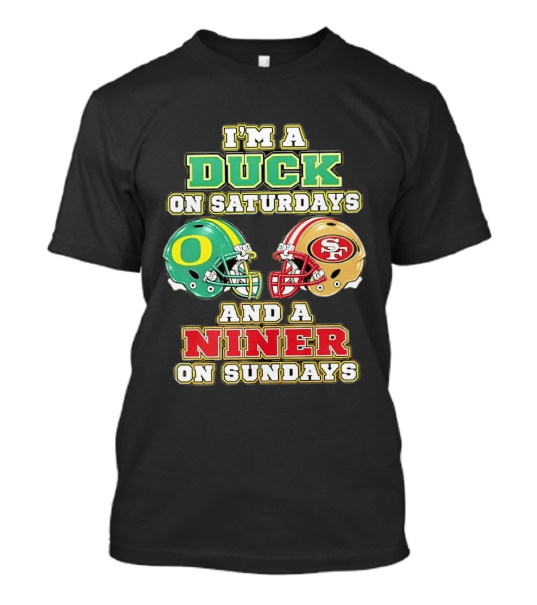 I'm A Duck On Saturdays And A Niner On Sundays Helmet T-Shirt