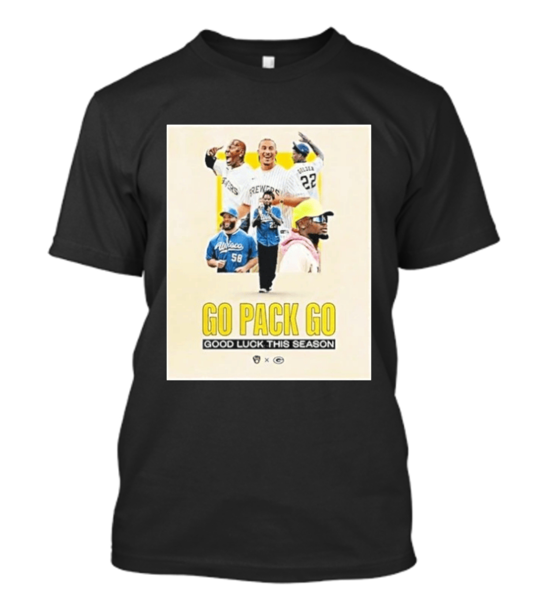 Go Pack Go Brewers Good Luck This Season Packers Sports Collaboration Vintage Vibe T-Shirt