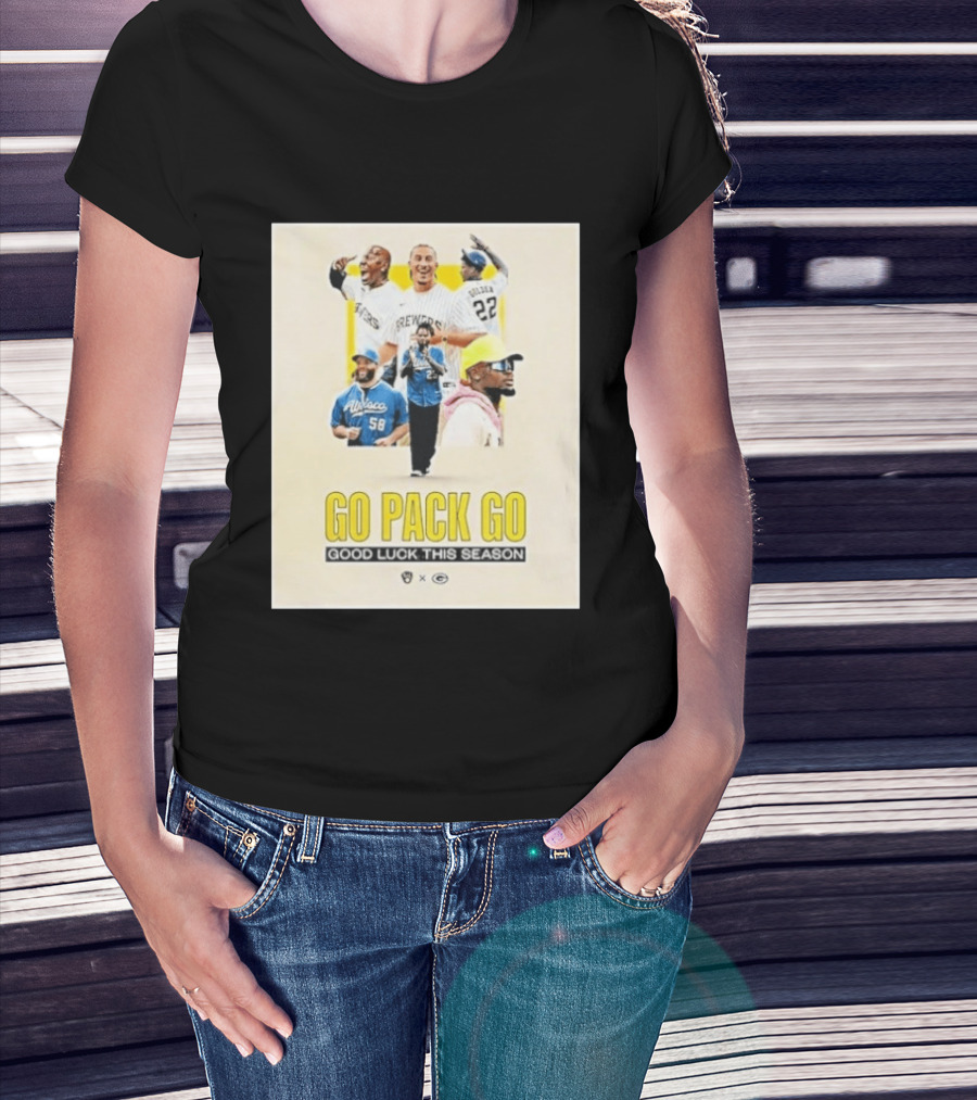 Go Pack Go Brewers Good Luck This Season Packers Sports Collaboration Vintage Vibe T-Shirt