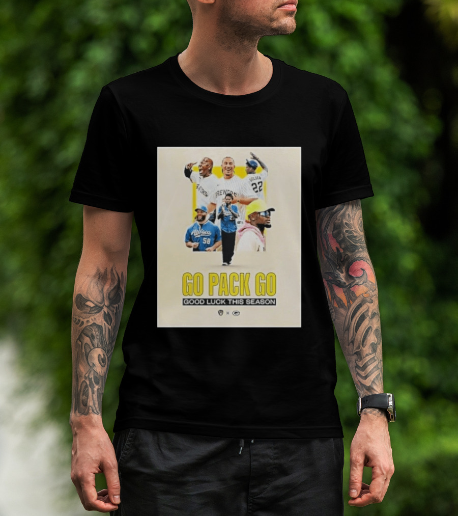 Go Pack Go Brewers Good Luck This Season Packers Sports Collaboration Vintage Vibe T-Shirt