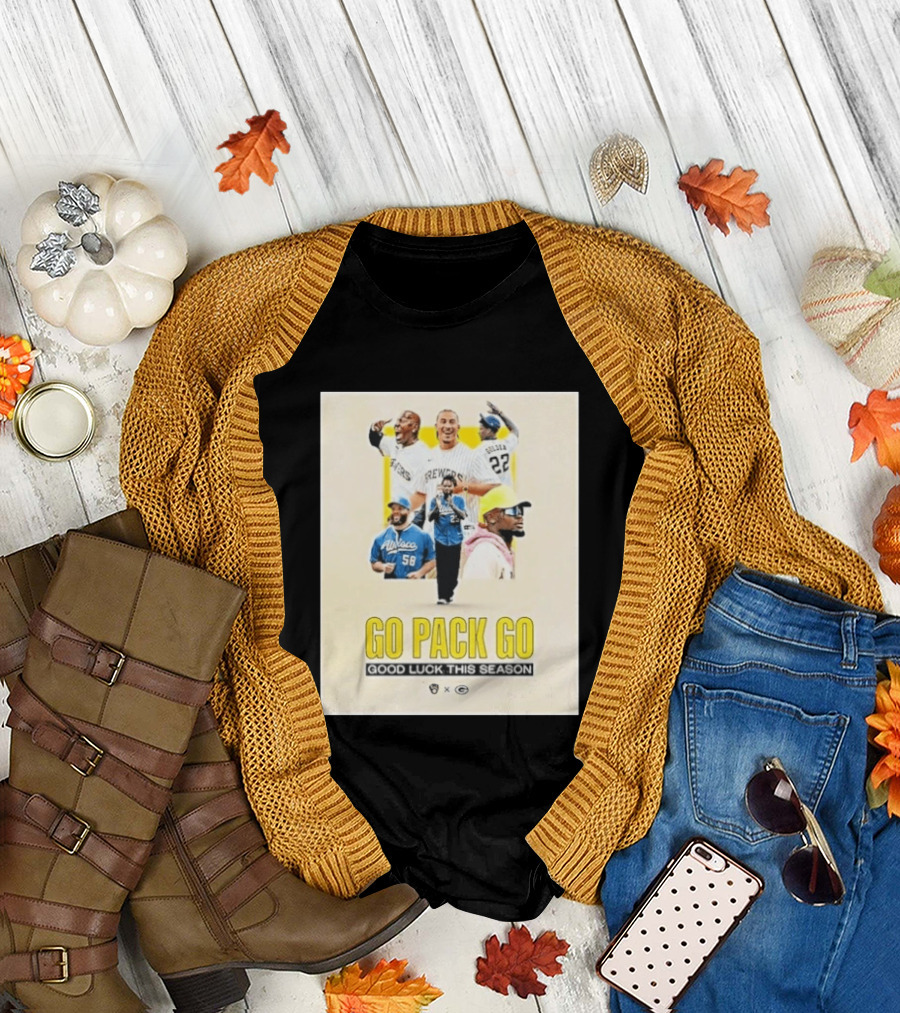 Go Pack Go Brewers Good Luck This Season Packers Sports Collaboration Vintage Vibe T-Shirt