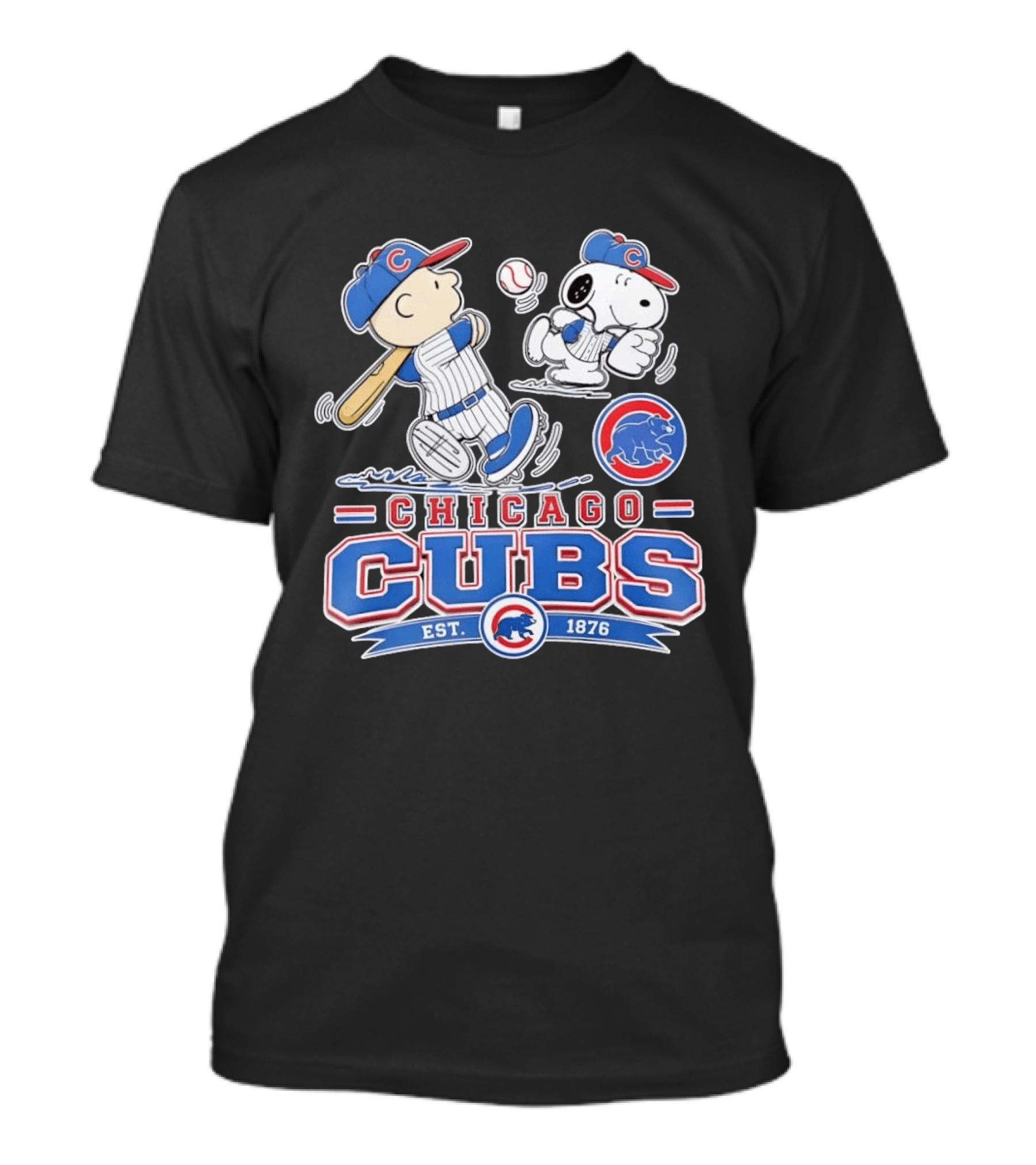 Peanuts Charlie Brown Snoopy Chicago Cubs Baseball Est 1876 T-Shirt
