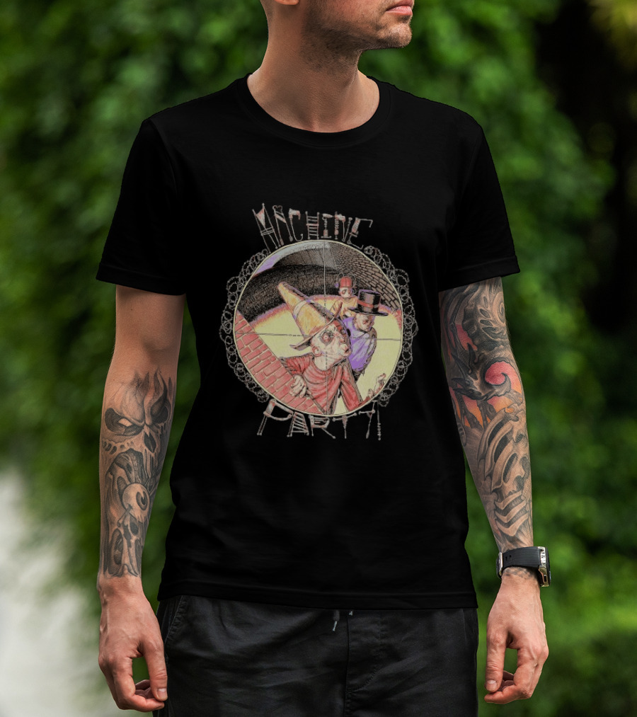 Machine Party Heads Up Comic Style Characters Retro Scene T-Shirt