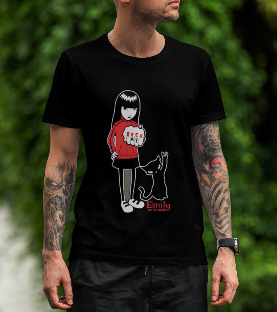 Rock Me Emily The Strange Iconic Character With Red And Cat T-Shirt