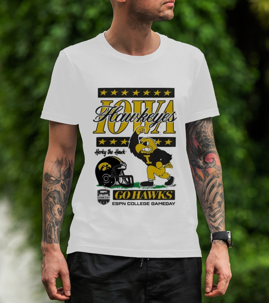Iowa Hawkeyes Herky The Hawk Go Hawks ESPN College Gameday T-Shirt