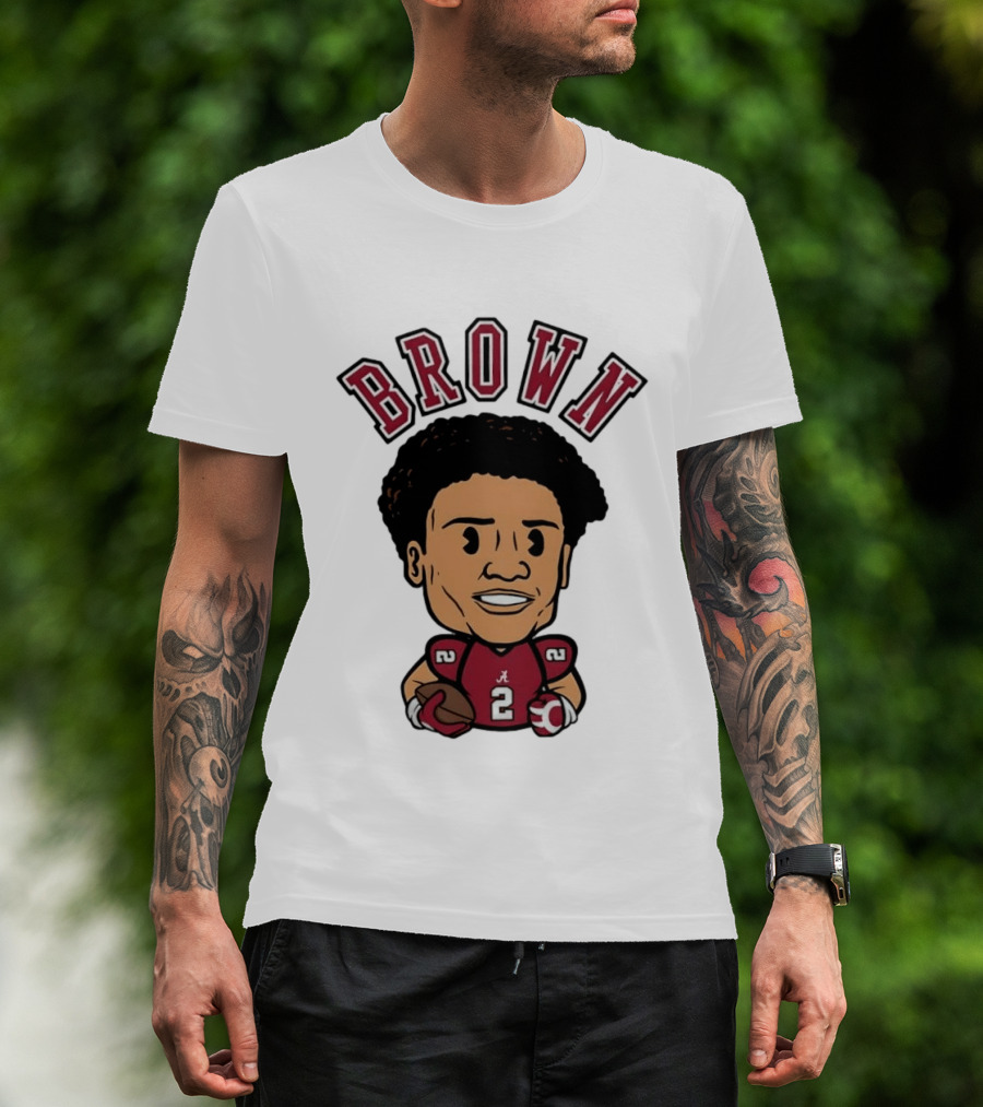 NCAA Football Alabama Crimson Tide Number 2 Brown Caricature T-Shirt