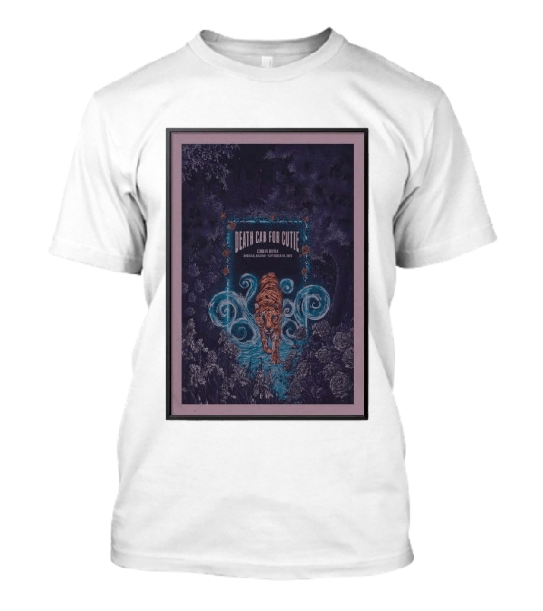 Death Cab For Cutie Cirque Royal Brussels September 30 2026 Tiger And Floral T-Shirt