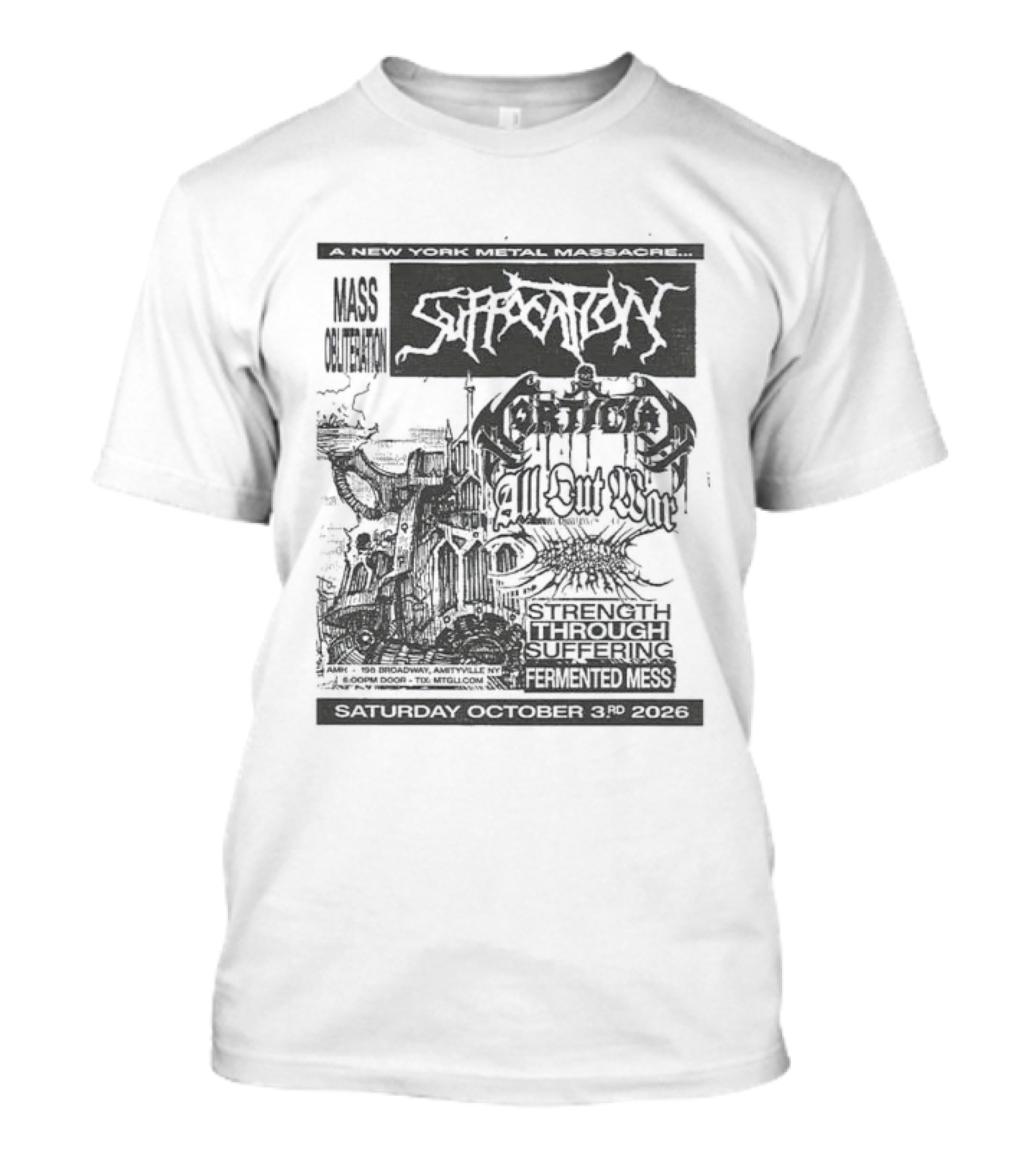 Original Suffocation Amityville New York Metal Massacre October 3rd 2026 Amityville Music Hall NY T-Shirt