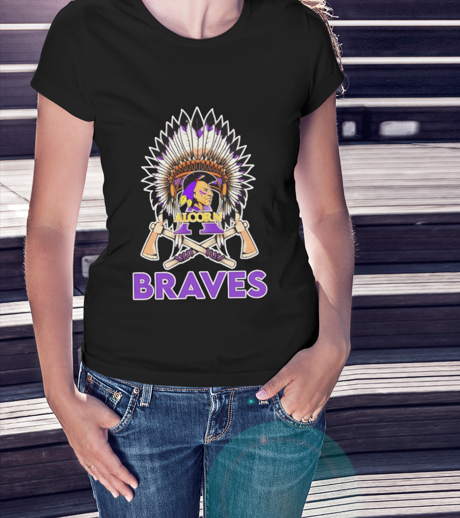 Alcorn State Braves 2026 Native Heritage Feathered Headdress And Axes T-Shirt