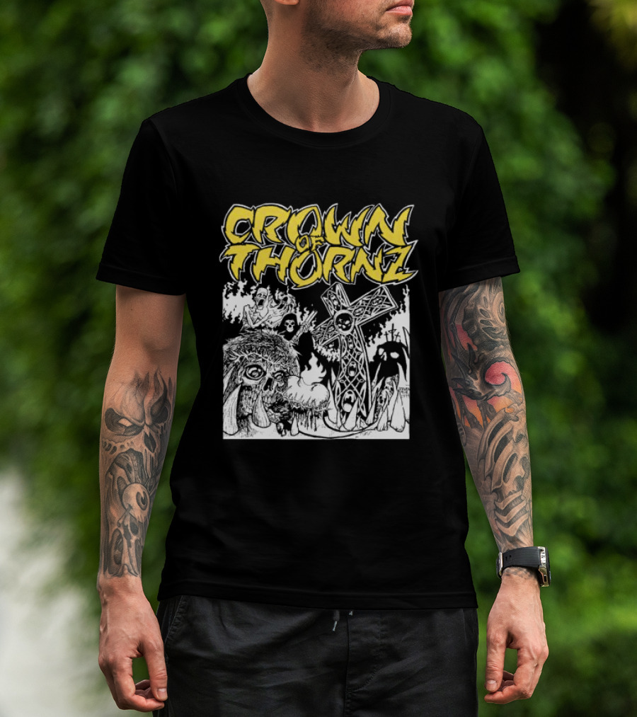 Crown Of Thornz Beyond Human Store No Remorse Graphic Text Cross T-Shirt
