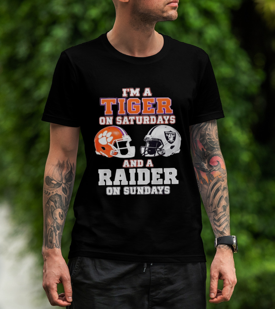 Clemson Tiger Saturdays Raider Sundays Football Fan Helmets T-Shirt