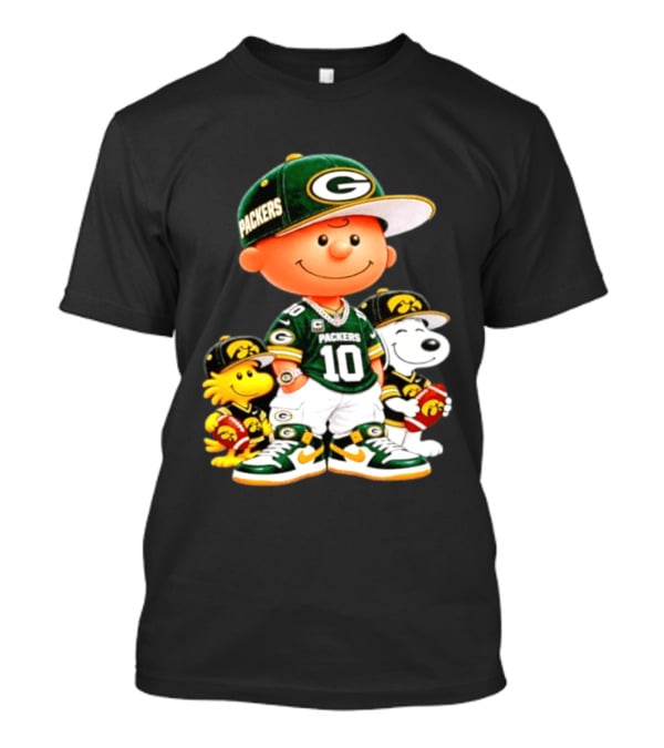 Charlie Brown Snoopy Woodstock Green Bay Packers 10 Jersey Football Fan T-Shirt