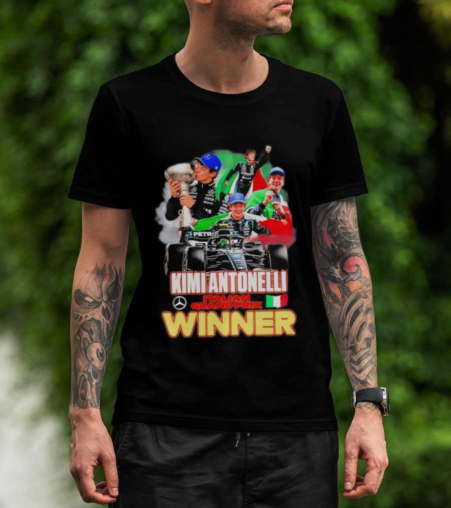 Kimi Antonelli Italian Grand Prix Winner Mercedes Racing Celebration T-Shirt