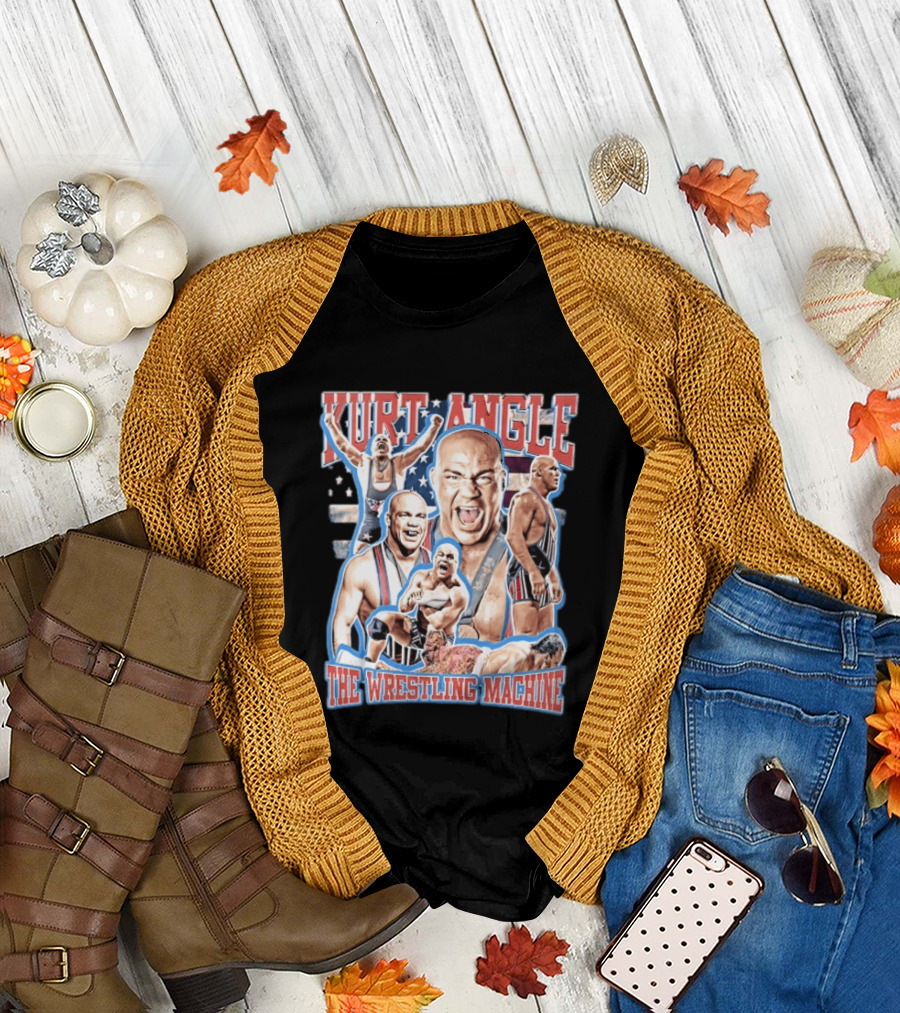 Kurt Angle The Wrestling Machine Bald Wrestler In Singlet Multiple Images T-Shirt