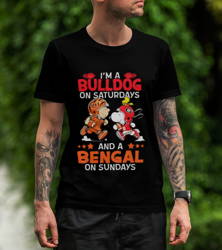 I'm A Bulldog On Saturdays And A Bengal On Sundays Snoopy Charlie Brown T-Shirt