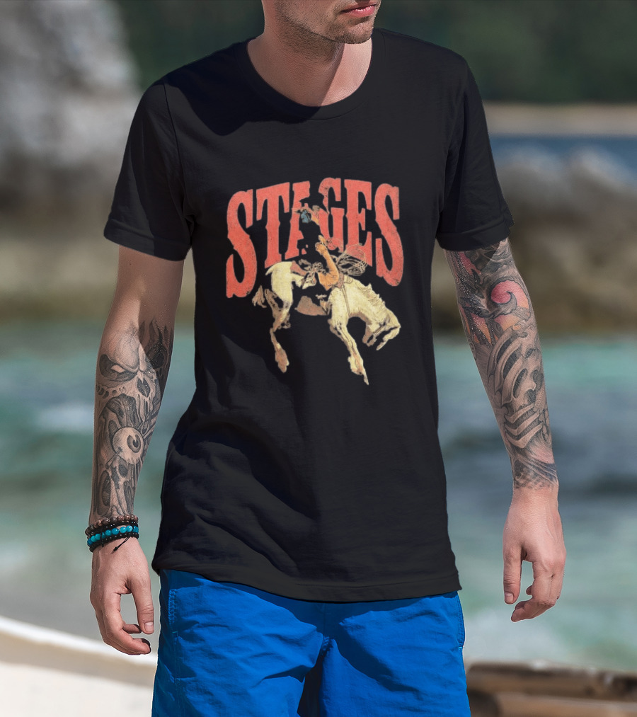Stages Rodeo Cowboy And Horse Action T-Shirt