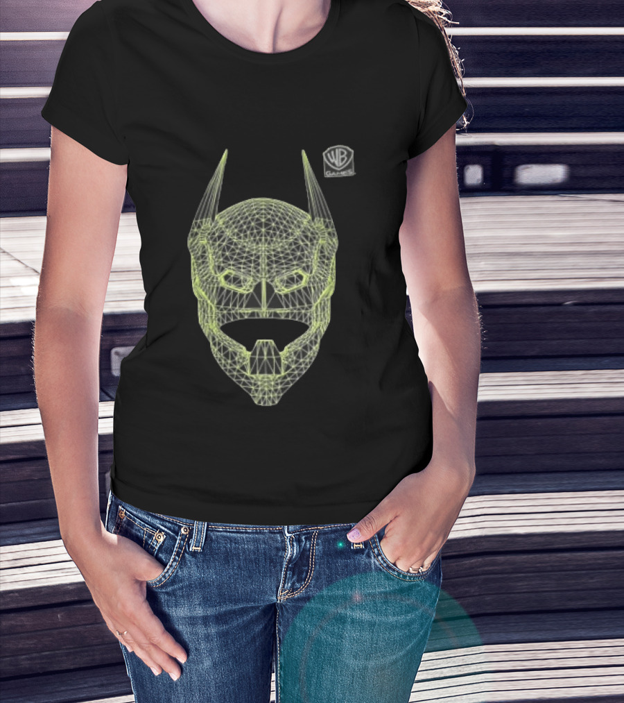 WB Games Neon Green Wireframe Batman Mask T-Shirt