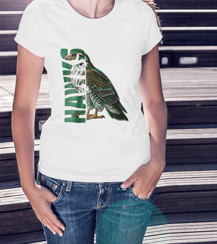 Atlanta Hawks Green Brown Hawk Bird Profile View T-Shirt
