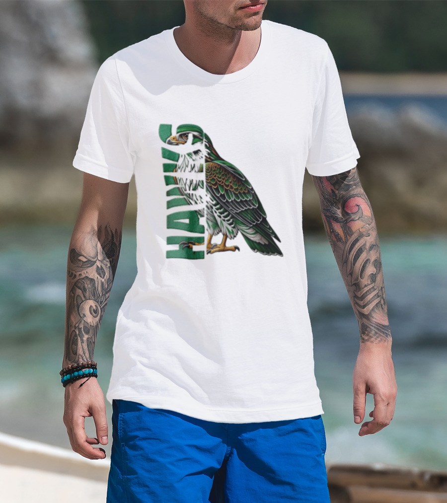 Atlanta Hawks Green Brown Hawk Bird Profile View T-Shirt