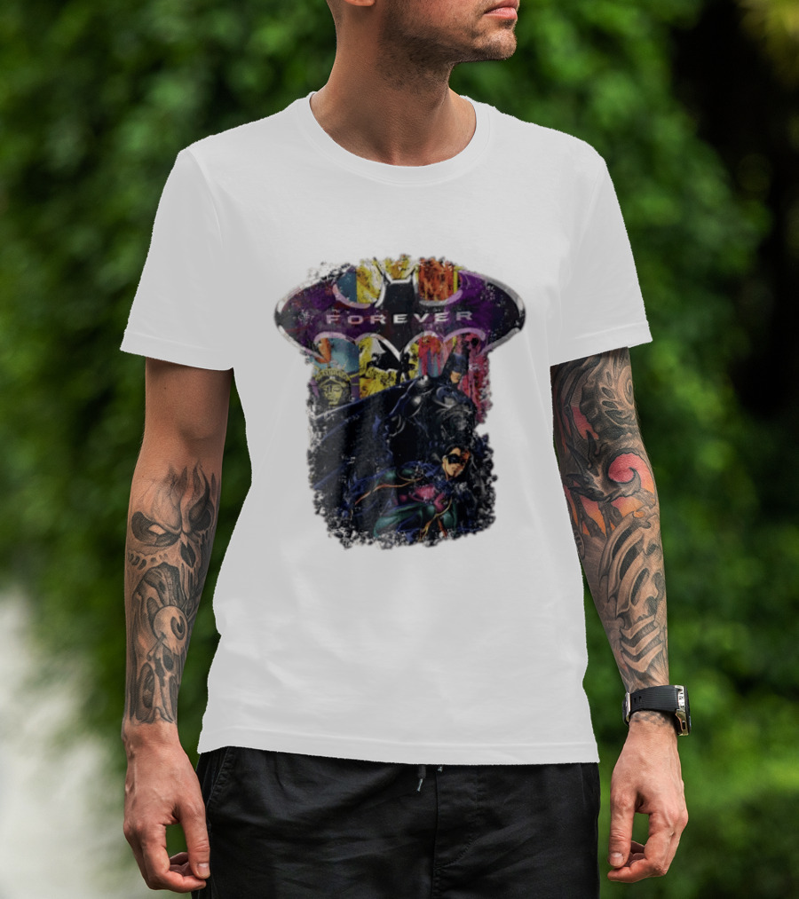 Batman Forever Movie Heroes Art Villains And Allies T-Shirt