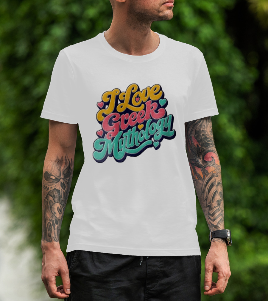 I Love Greek Mythology Colorful Heart Accents T-Shirt