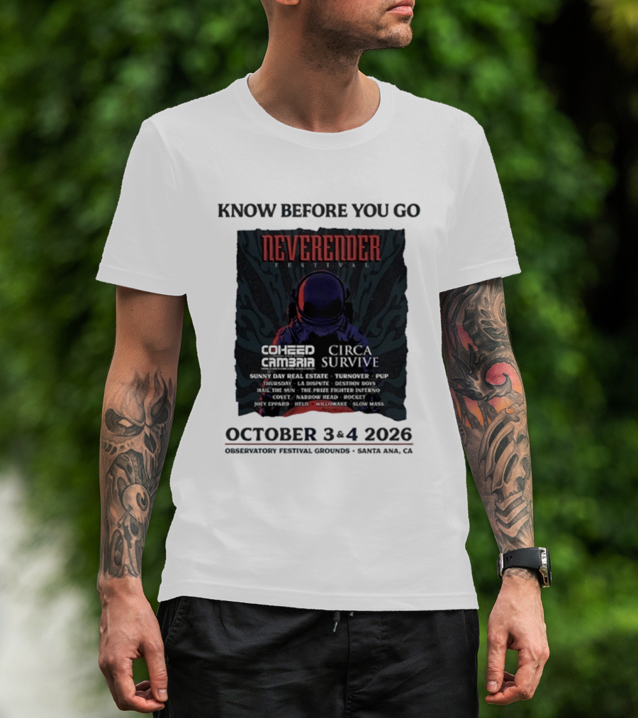 Neverender Coheed And Cambria Festival 2026 October Santa Ana Observatory Grounds T-Shirt