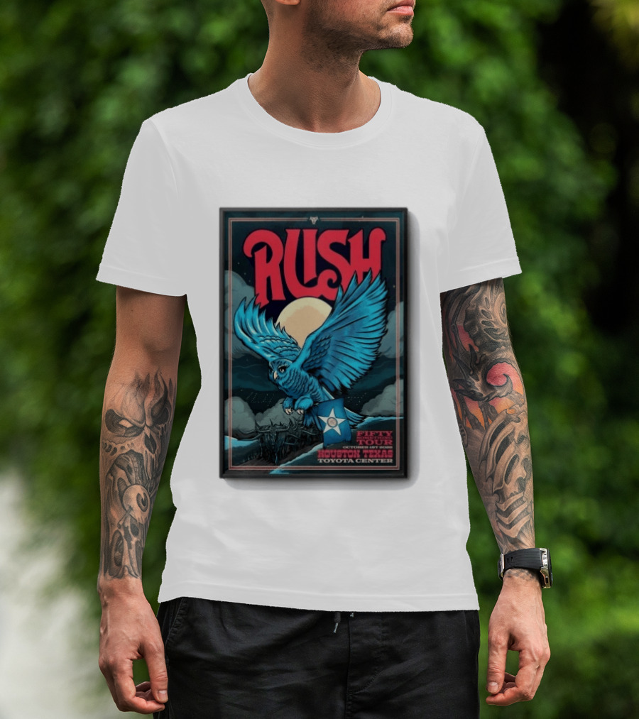 RUSH Houston Texas 10 1 2026 Owl Moon Toyota Center Fifty Tour T-Shirt