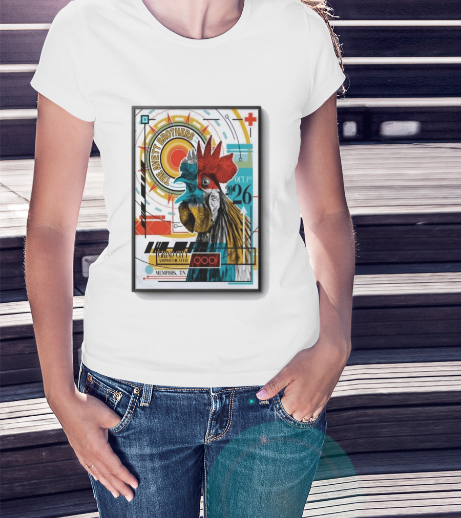 The Avett Brothers Memphis TN Grand City Amphitheater October 1 2026 Rooster T-Shirt