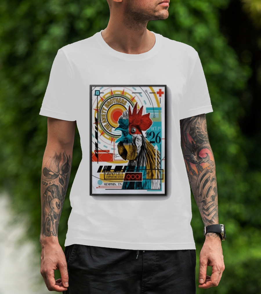 The Avett Brothers Memphis TN Grand City Amphitheater October 1 2026 Rooster T-Shirt